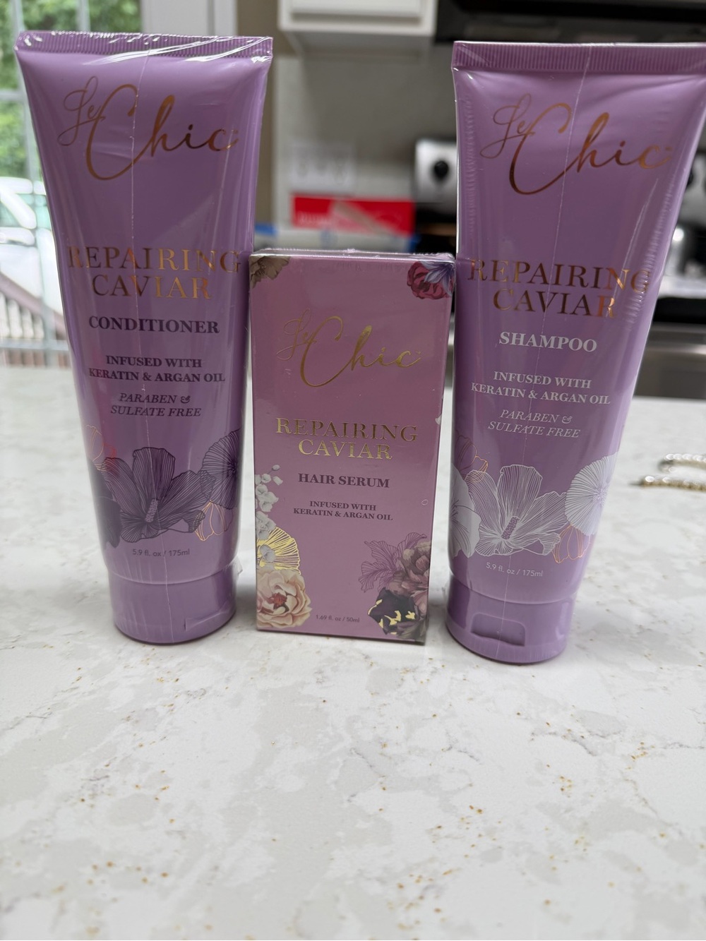 chic Repairing Caviar Shampoo, Conditioner & Serum Set - Lavender Purple new